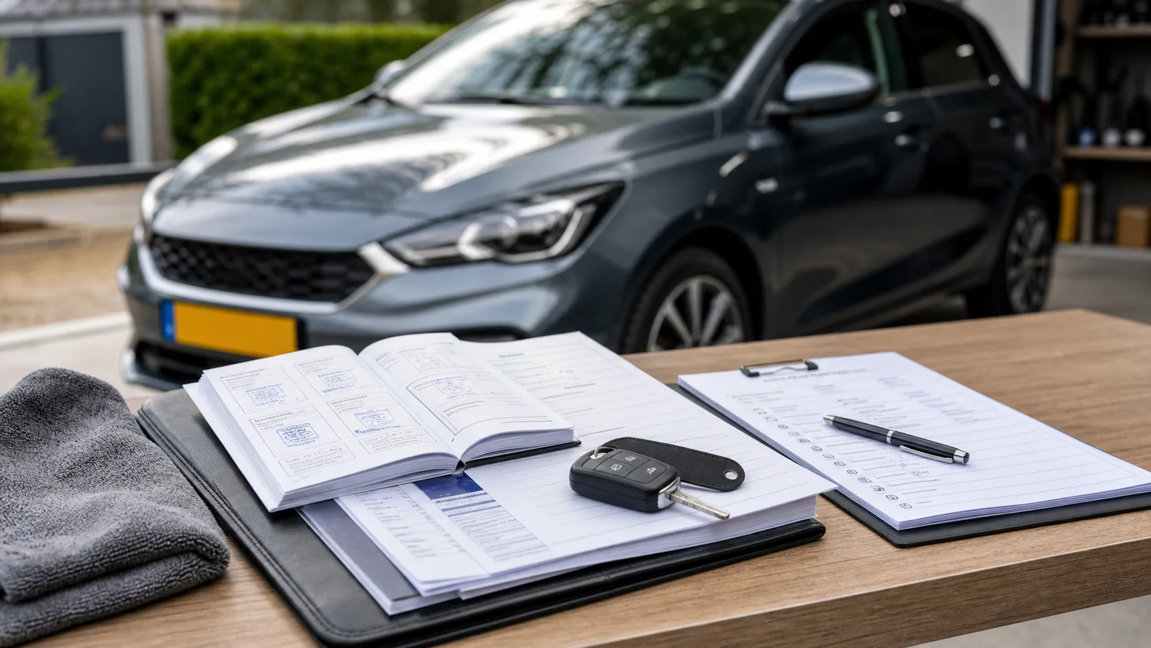 Documenten, autosleutel en checklist klaarleggen voor autoverkoop